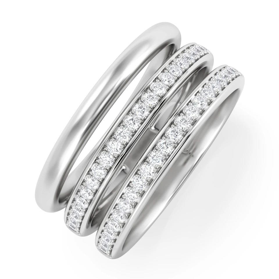 Trinity Curve 0.20ct Lab Diamond Stacking Ring in Sterling Silver