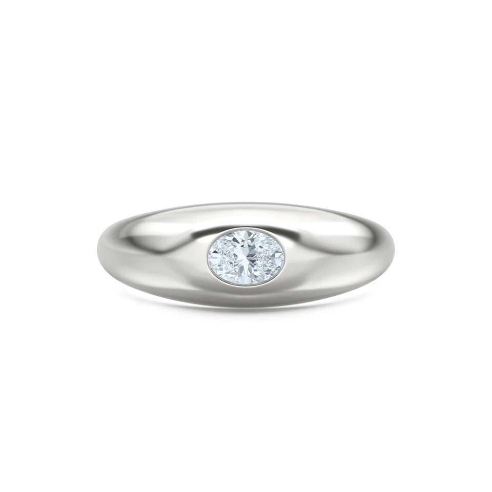 Apex 0.25ct Oval Cut Lab Diamond Signet Ring in Sterling Silver