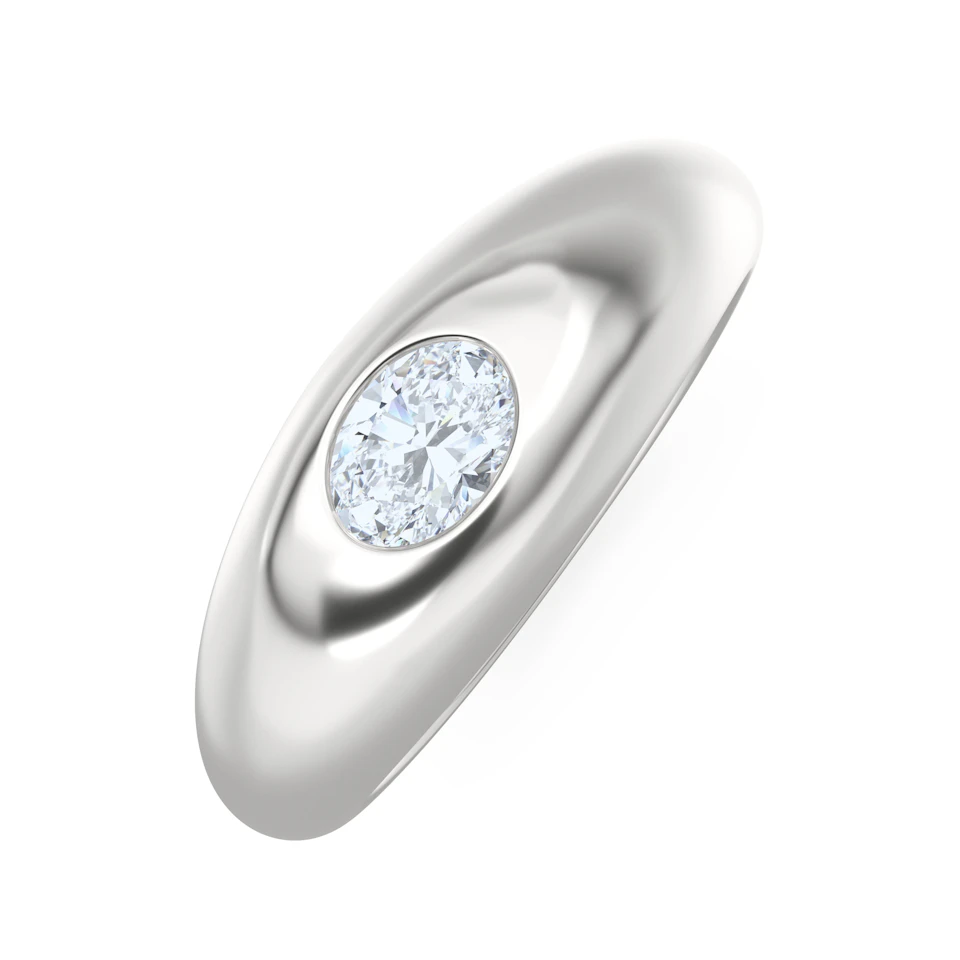 Apex 0.25ct Oval Cut Lab Diamond Signet Ring in Sterling Silver