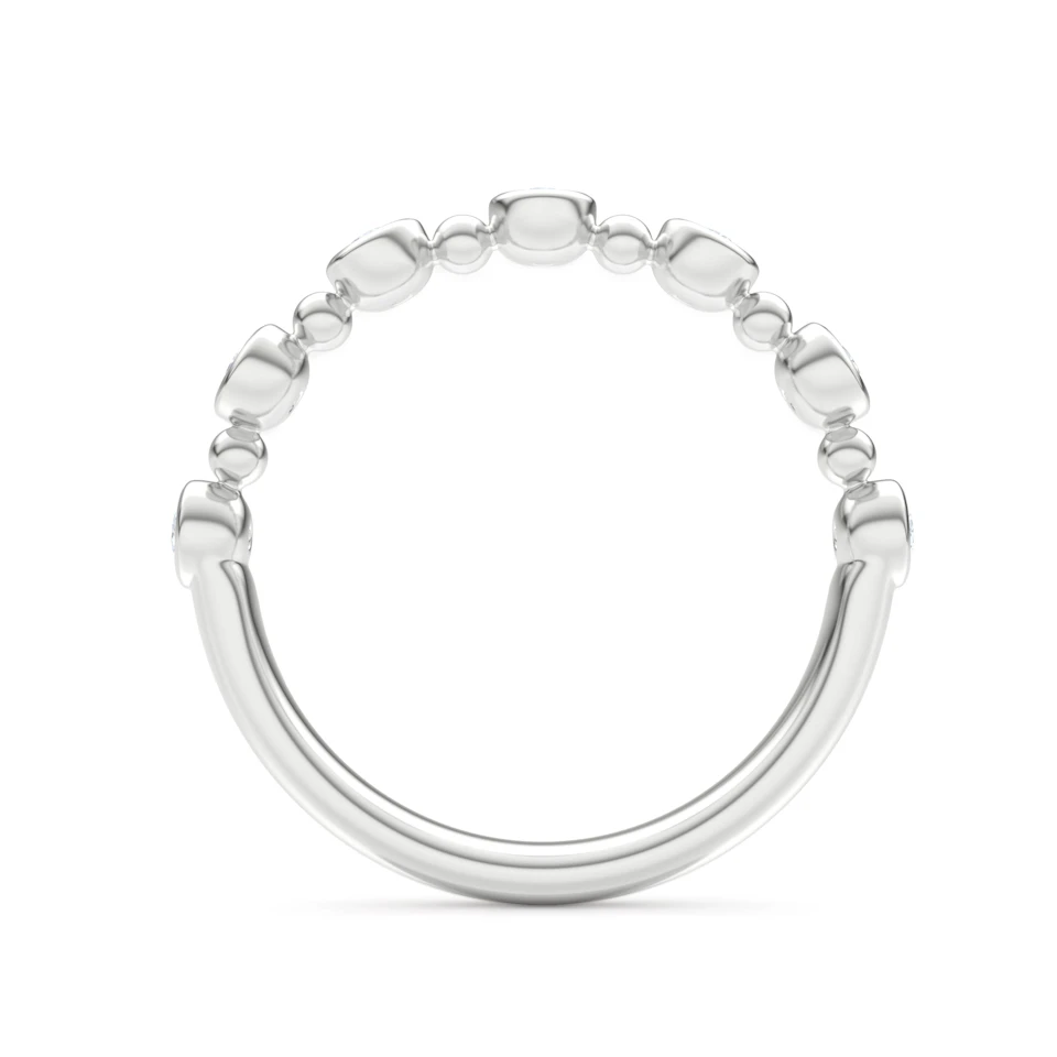 Beaded 0.21ct Round Cut Lab Diamond Half Eternity Ring in Sterling Silver