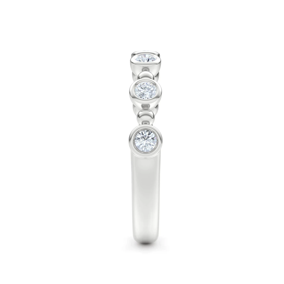 Beaded 0.21ct Round Cut Lab Diamond Half Eternity Ring in Sterling Silver