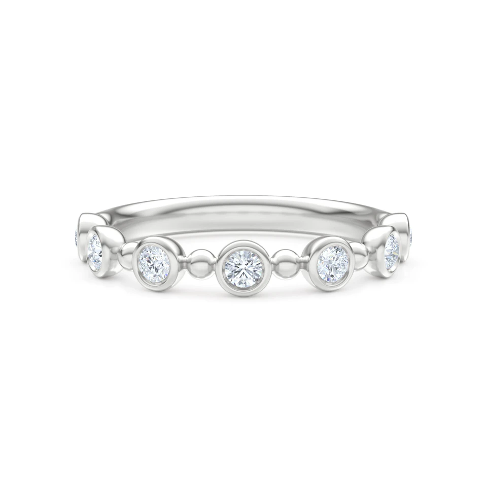 Beaded 0.21ct Round Cut Lab Diamond Half Eternity Ring in Sterling Silver