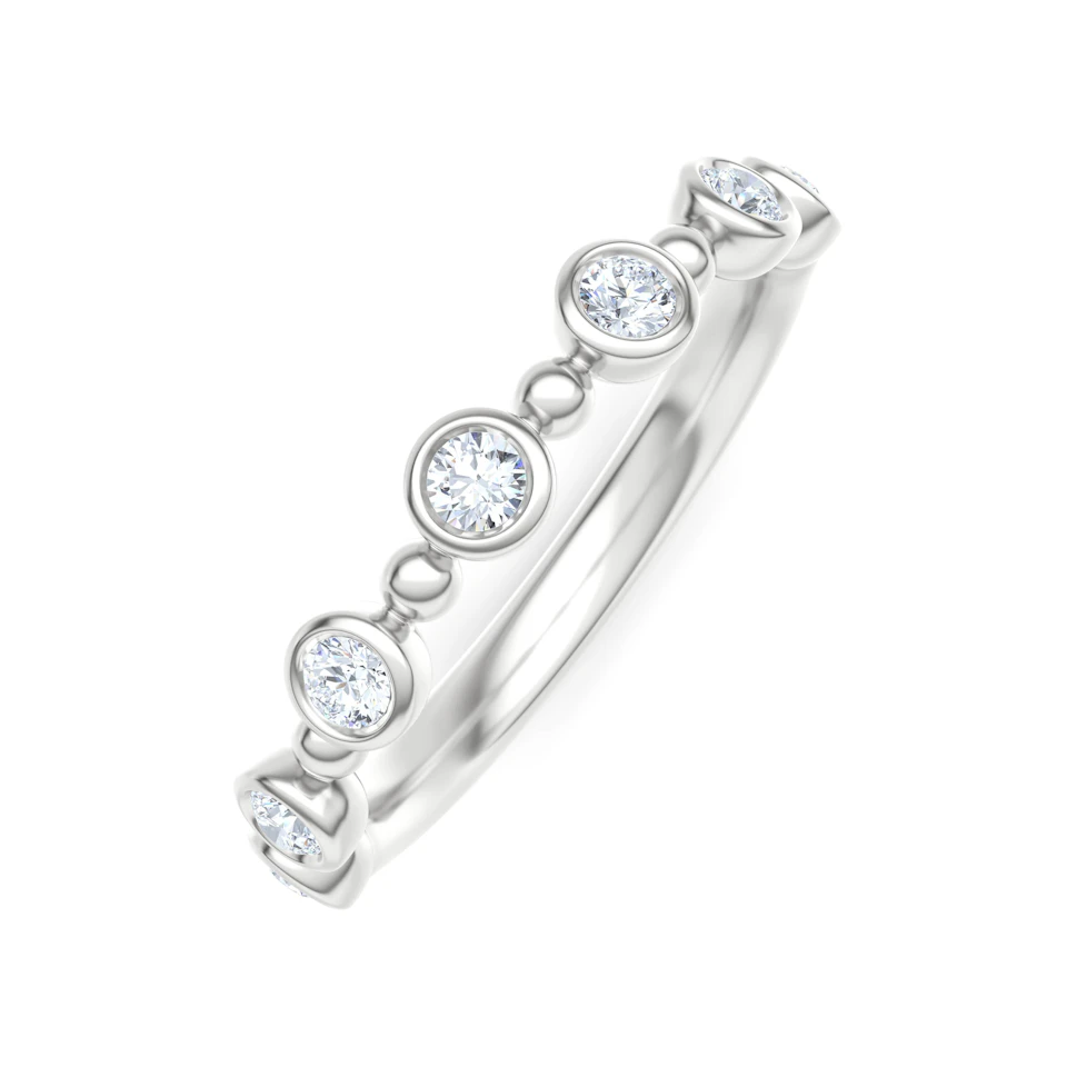 Beaded 0.21ct Round Cut Lab Diamond Half Eternity Ring in Sterling Silver