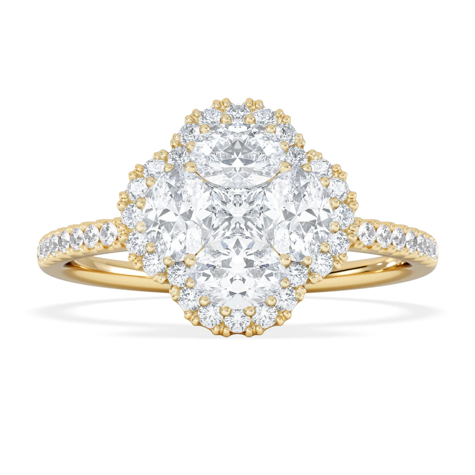 Alegria 1.00ct Lab Diamond Halo Ring in 9K Yellow Gold