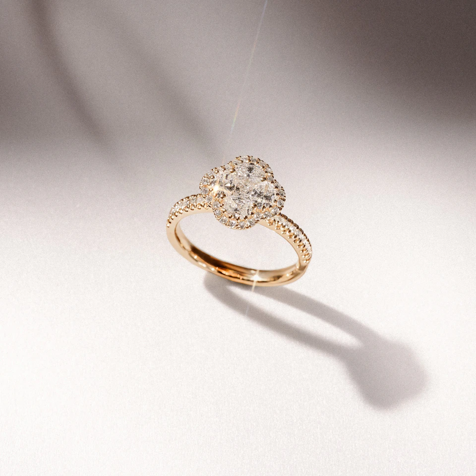 Alegria 1.00ct Lab Diamond Halo Ring in 9K Yellow Gold