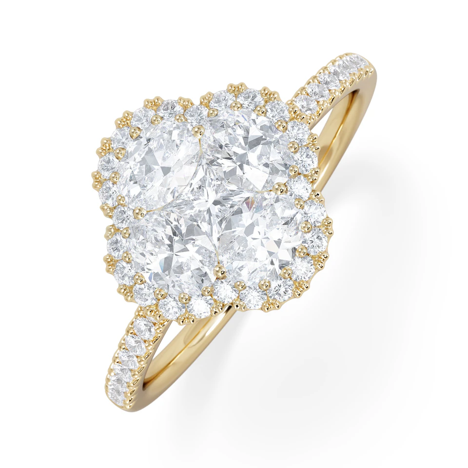 Alegria 1.00ct Lab Diamond Halo Ring in 9K Yellow Gold