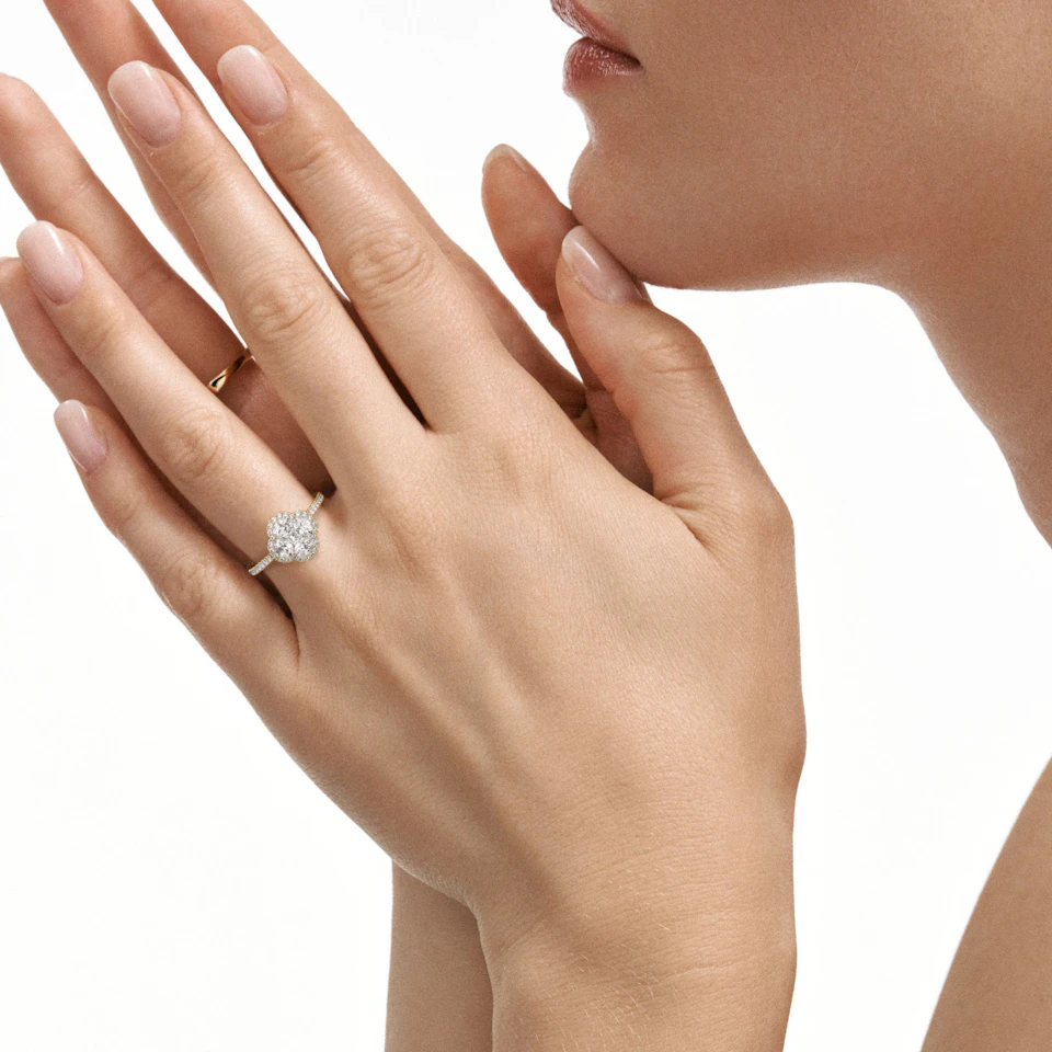 Alegria 1.00ct Lab Diamond Halo Ring in 9K Yellow Gold