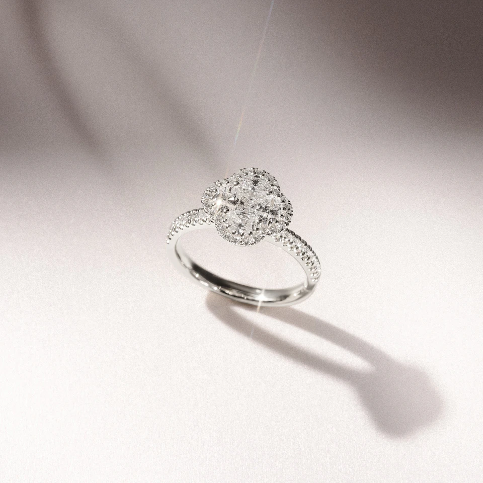 Alegria 1.00ct Lab Diamond Halo Ring in 9K White Gold
