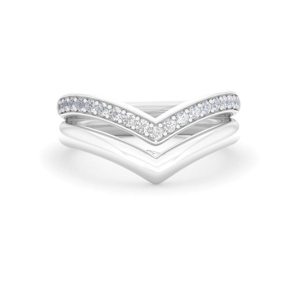 Dual 0.27ct Lab Diamond Stacking Wishbone Ring in Sterling Silver