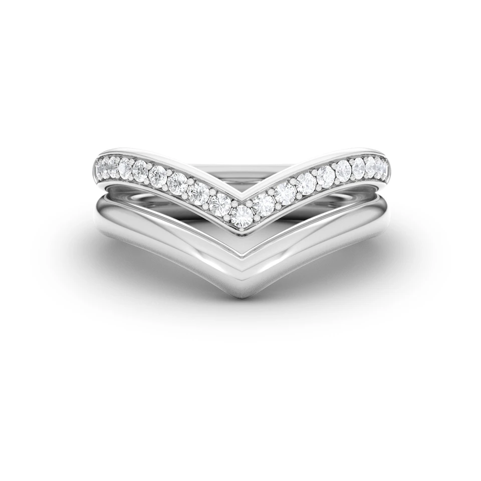 Dual 0.27ct Lab Diamond Stacking Wishbone Ring in Sterling Silver