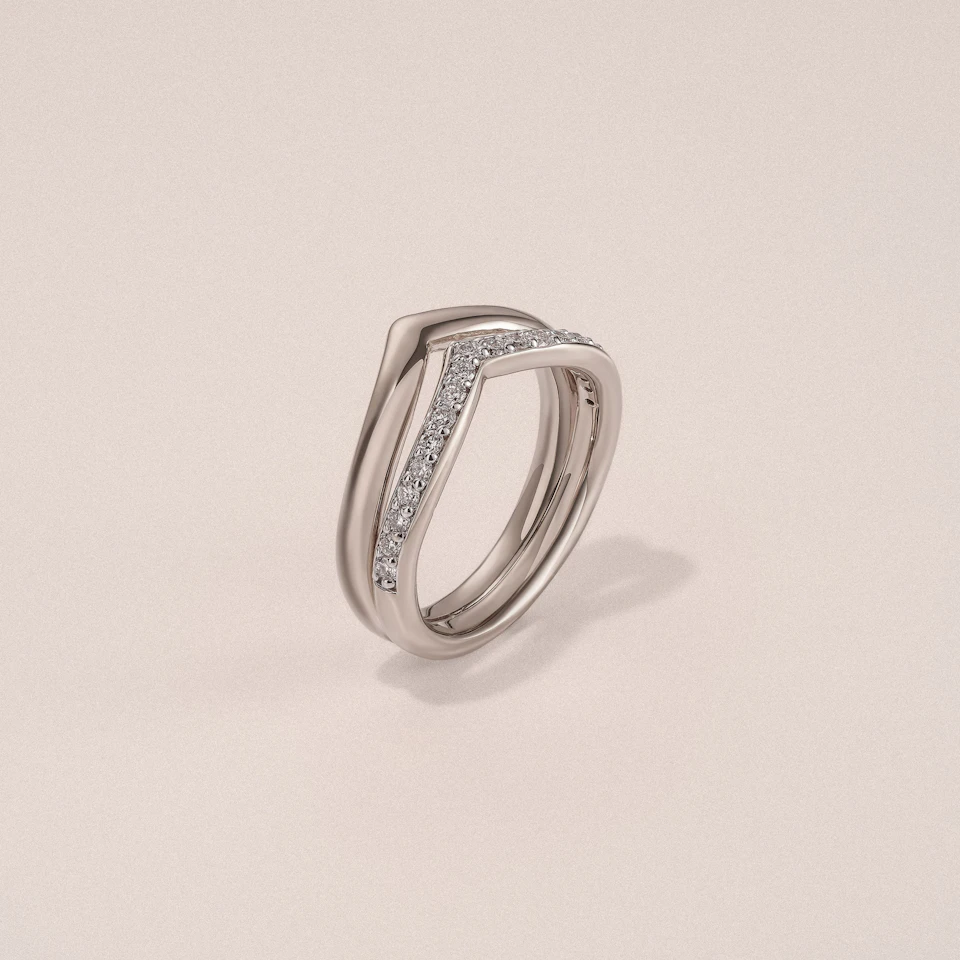 Dual 0.27ct Lab Diamond Stacking Wishbone Ring in Sterling Silver