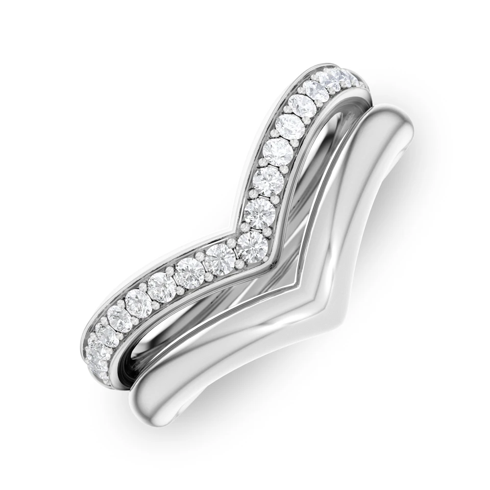 Dual 0.27ct Lab Diamond Stacking Wishbone Ring in Sterling Silver