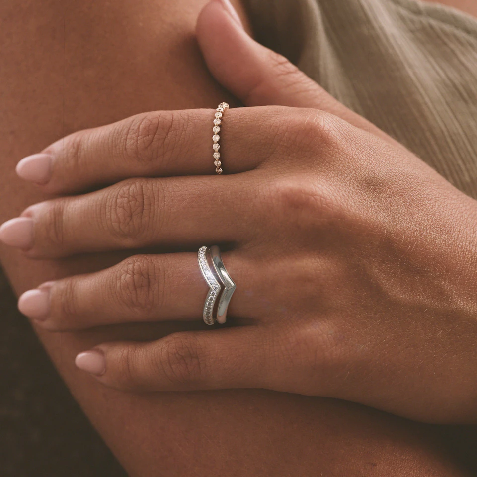 Dual 0.27ct Lab Diamond Stacking Wishbone Ring in Sterling Silver