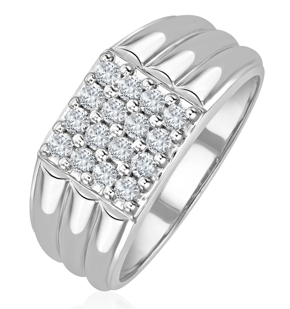 Mens 9K Gold Lab Diamond Encrusted 0.50ct H/Si Signet Ring SIZES T and W