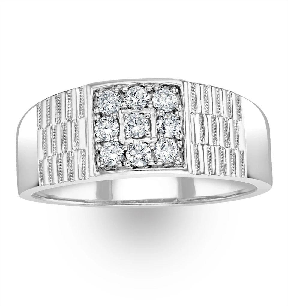 Mens Lab Diamond Signet Ring 0.50ct H/Si in 925 Silver