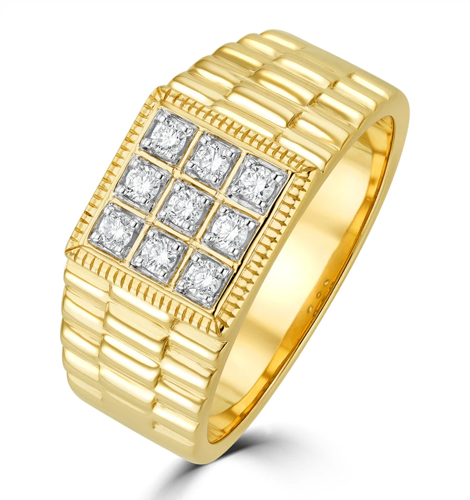Mens Lab Diamond Design Ring 0.25ct H/Si in 9K Gold SIZE Q and T