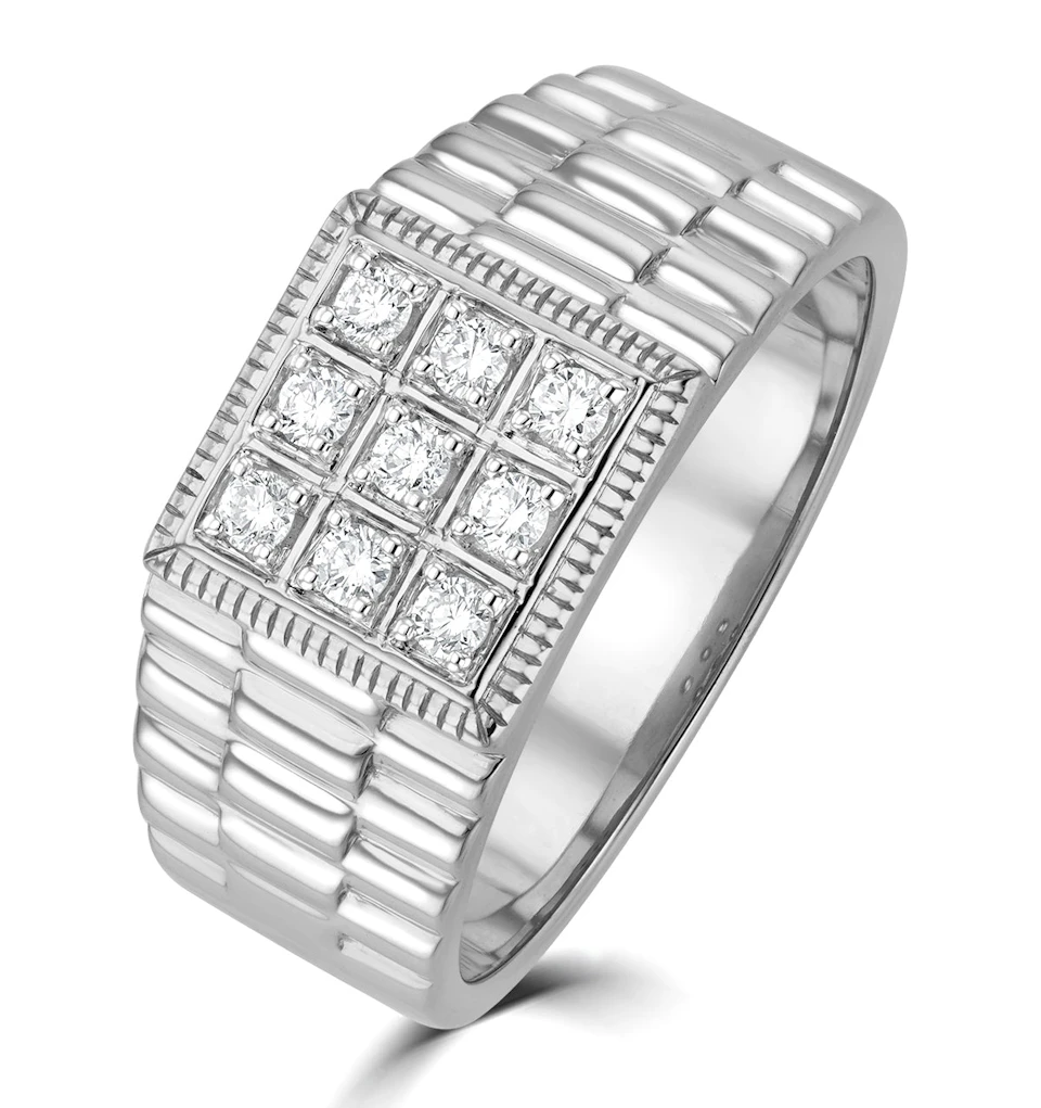 Mens Lab Diamond Ring 0.25ct H/Si in 9K White Gold