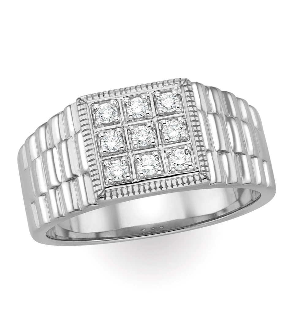 Mens Lab Diamond Ring 0.25ct H/Si in 9K White Gold