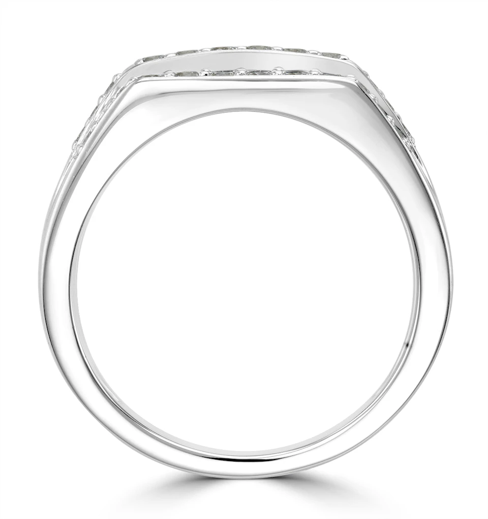 Mens Lab Diamond Pave Encrusted Ring 1ct H/Si in 925 Silver