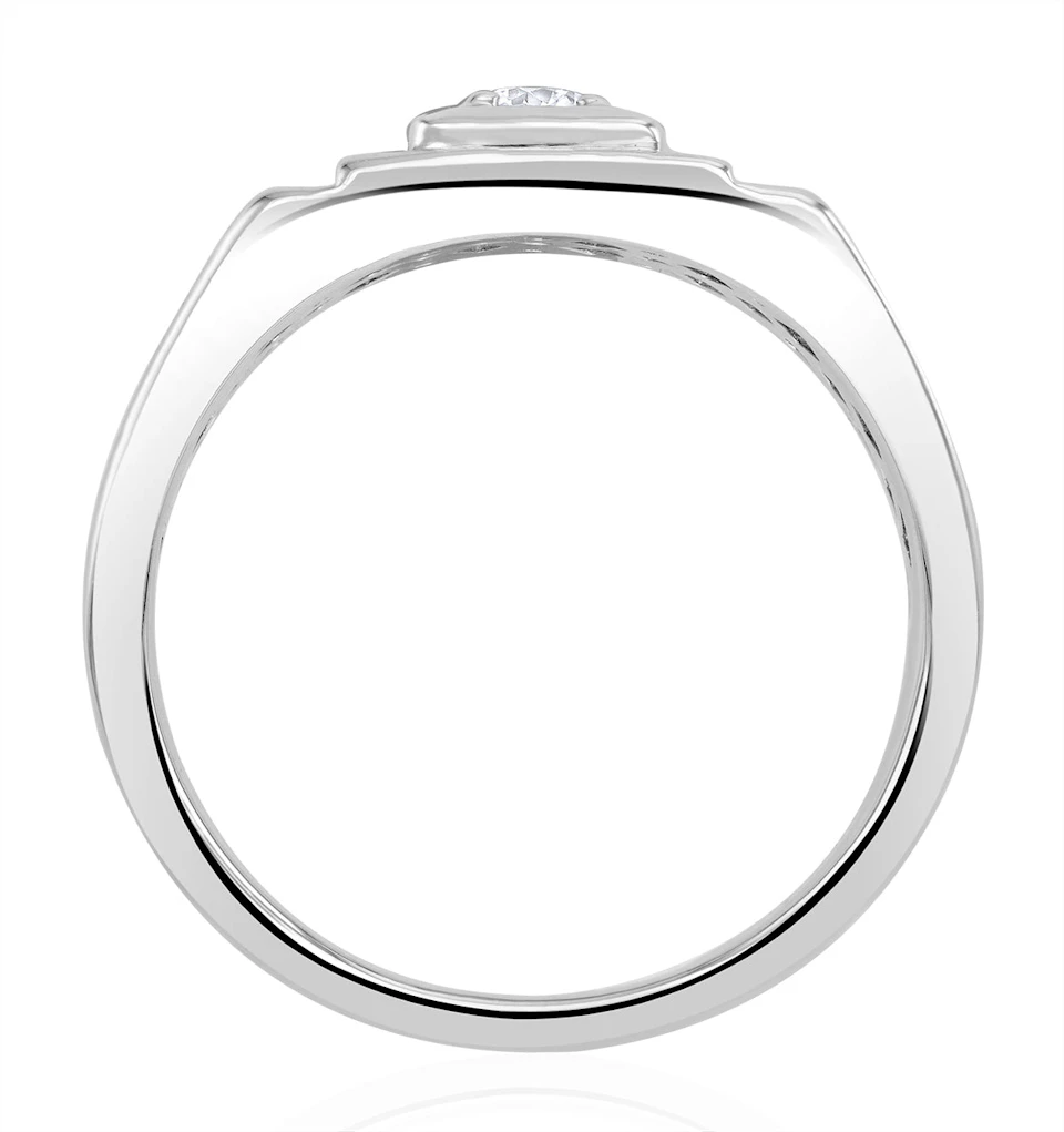 Mens Solitaire Signet Lab Diamond Ring 0.15ct in 925 Silver