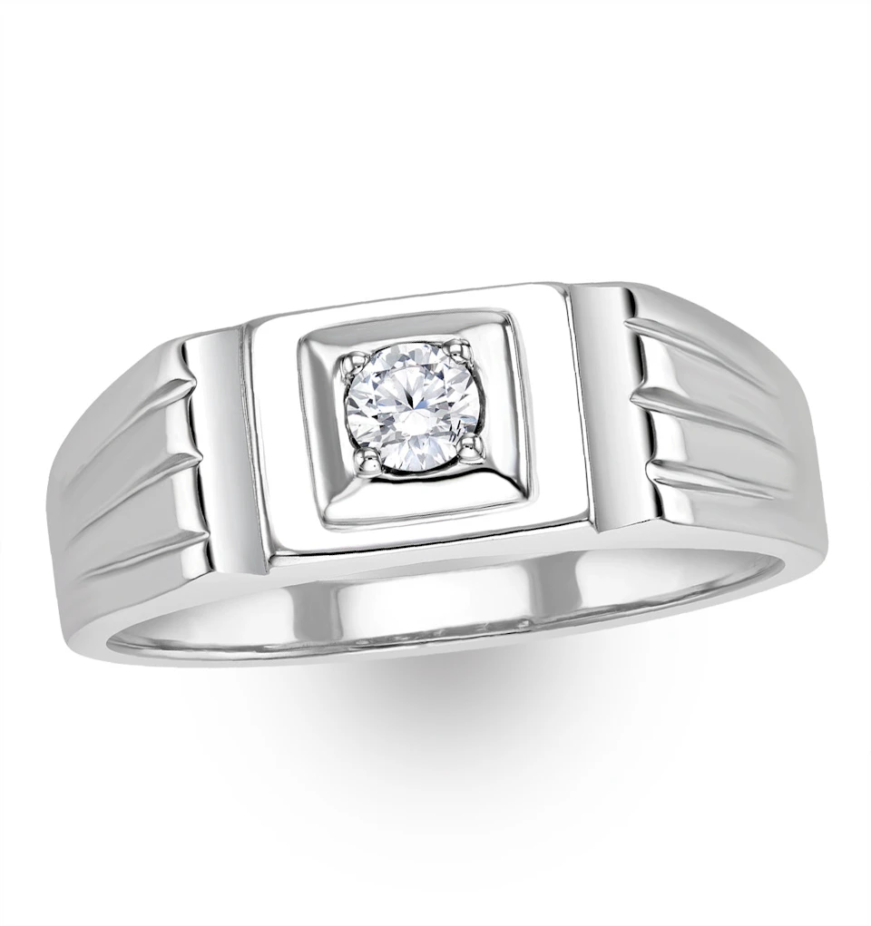 Mens 0.25ct Lab Diamond Design Ring in 925 Sterling Silver