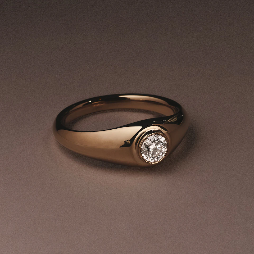 Axis Men's Lab Diamond Signet Ring 0.50ct Round Cut Set in 9k Gold