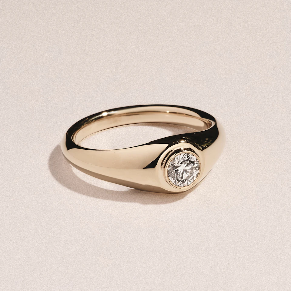Axis Men's Lab Diamond Signet Ring 0.50ct Round Cut Set in 9k Gold
