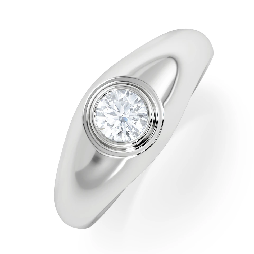 Axis Men's 0.50ct Round Cut Lab Diamond Signet Ring in Sterling Silver