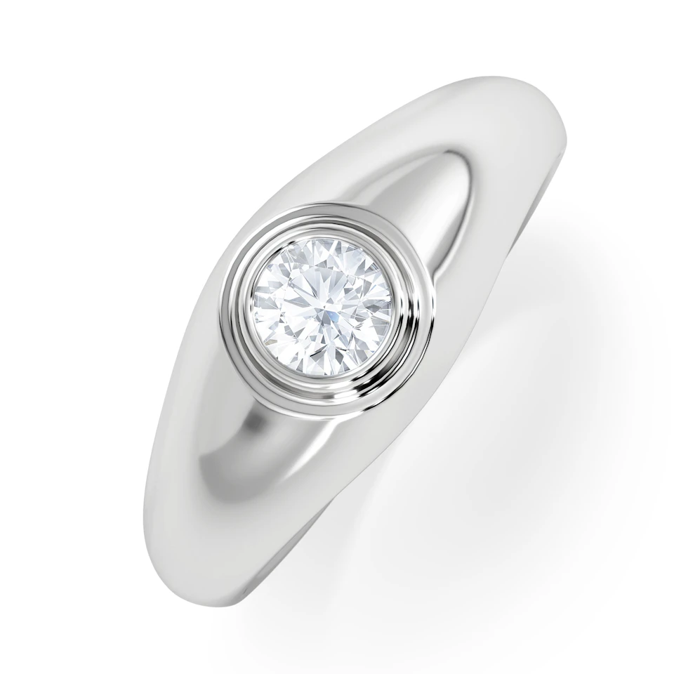 Axis Men's Lab Diamond Signet Ring 0.50ct Round Cut Set in 9k White Gold