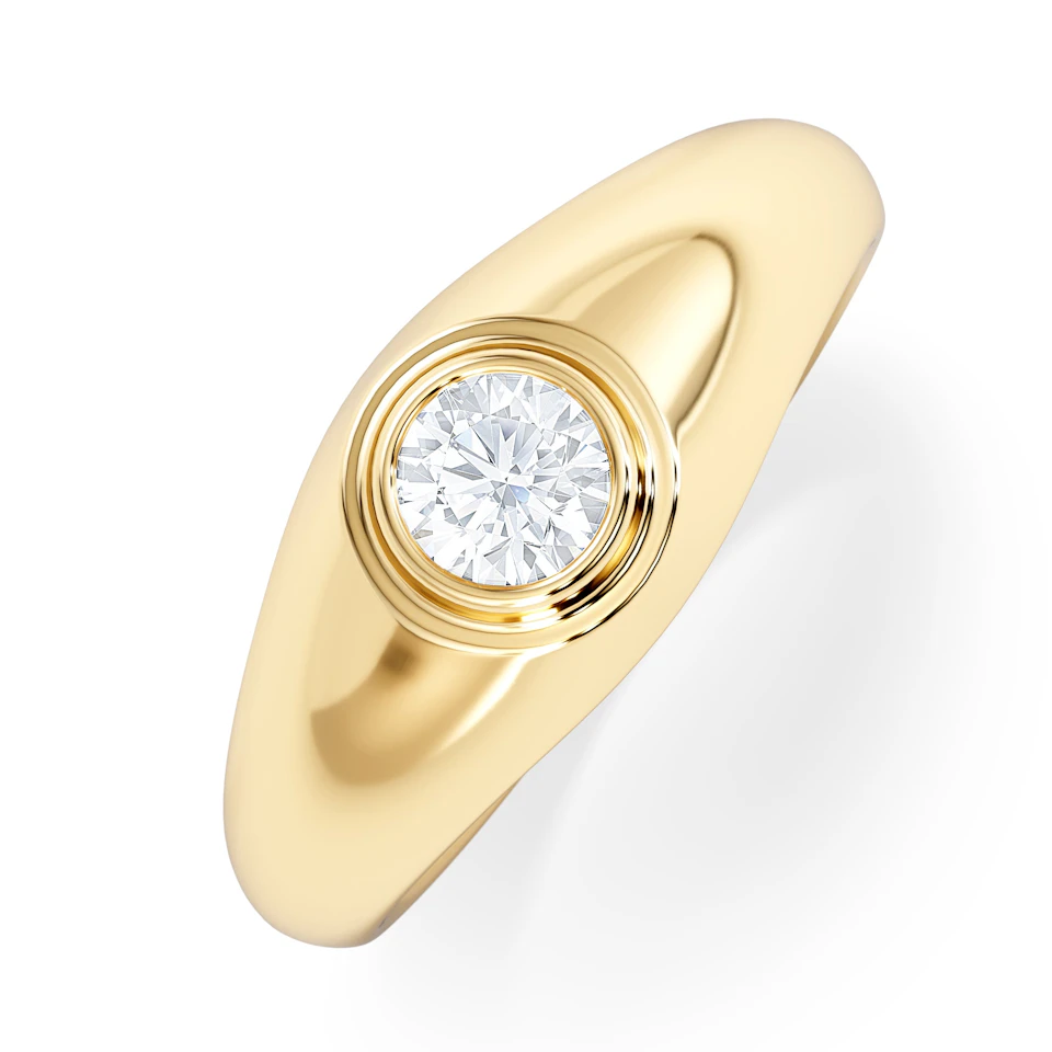 Axis Men's Lab Diamond Signet Ring 0.50ct Round Cut Set in 9k Gold
