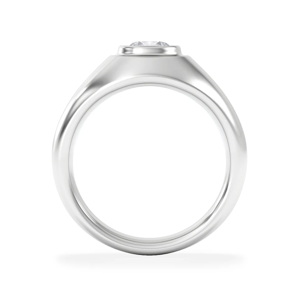 Axis Men's Lab Diamond Signet Ring 1.00ct Round Cut Set in 9k White Gold