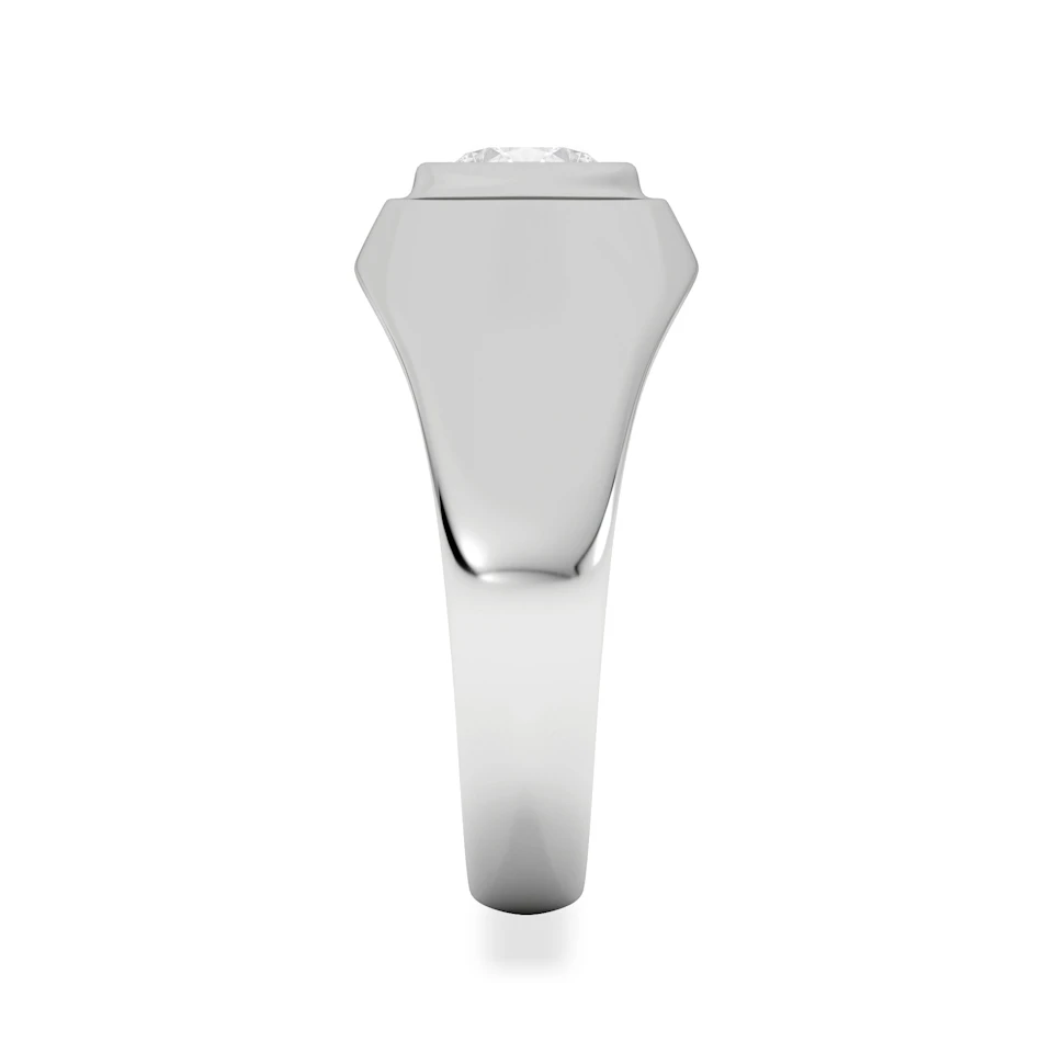 Axis Men's Lab Diamond Signet Ring 1.00ct Round Cut Set in 9k White Gold