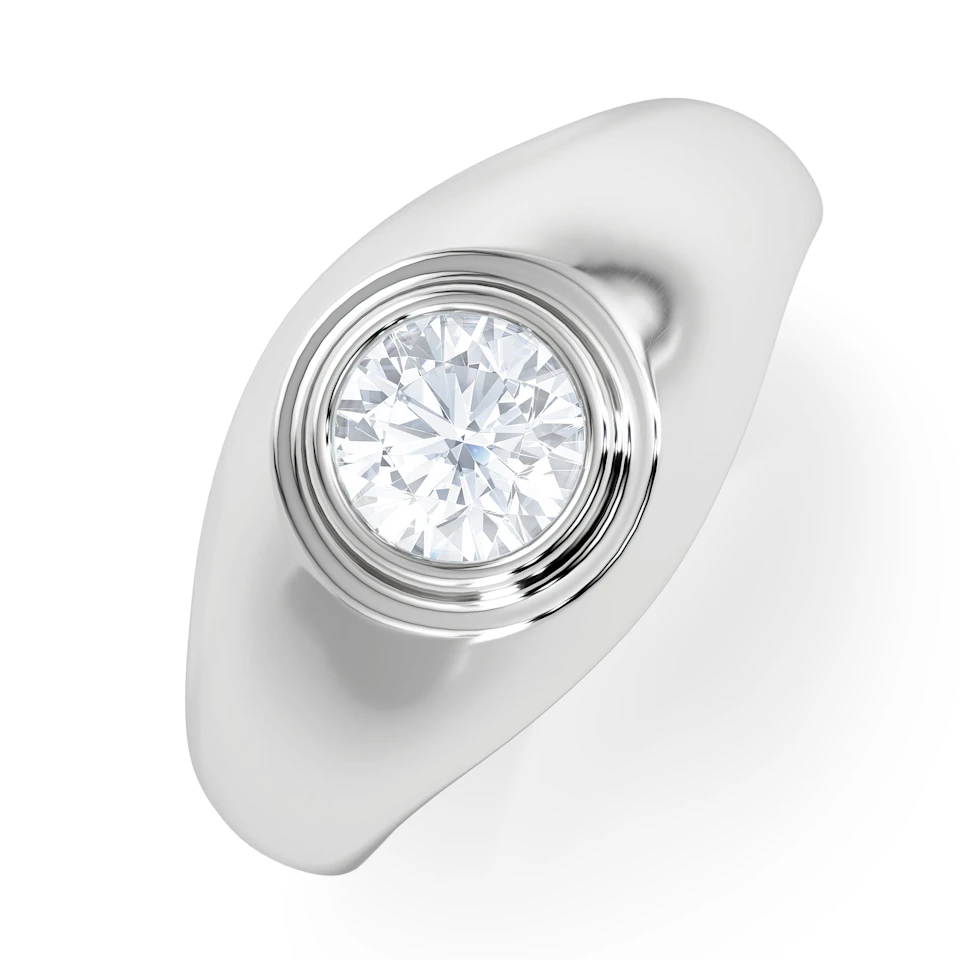 Axis Men's Lab Diamond Signet Ring 1.00ct Round Cut Set in 9k White Gold