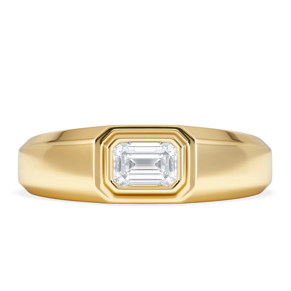 Axis Men's Lab Diamond Signet Ring 0.50ct Emerald Cut Set in 9k Gold