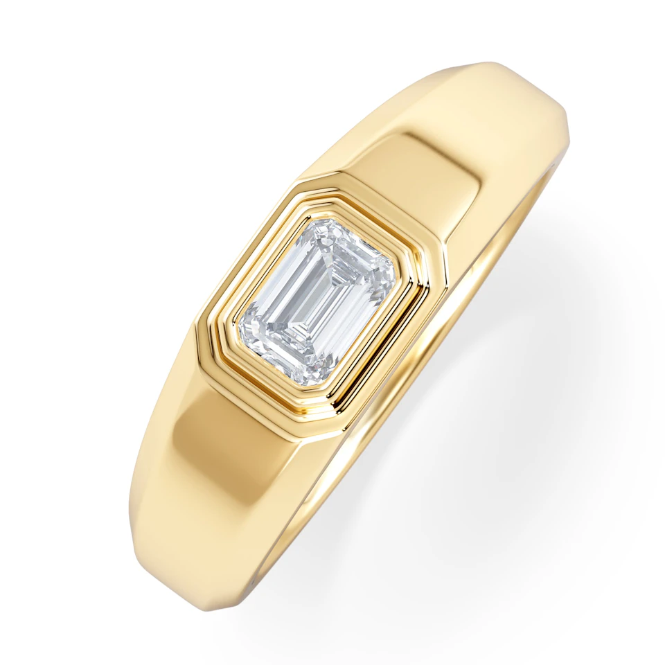 Axis Men's Lab Diamond Signet Ring 0.50ct Emerald Cut Set in 9k Gold