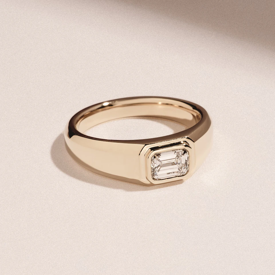 Axis Men's Lab Diamond Signet Ring 1.00ct Emerald Cut Set in 9k Gold