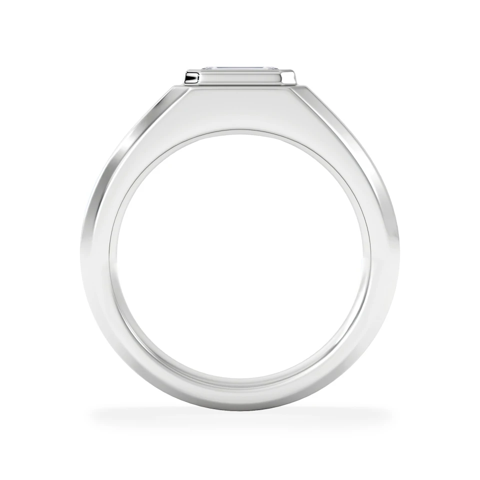 Axis Men's Lab Diamond Signet Ring 1.00ct Emerald Cut Set in 9k White Gold