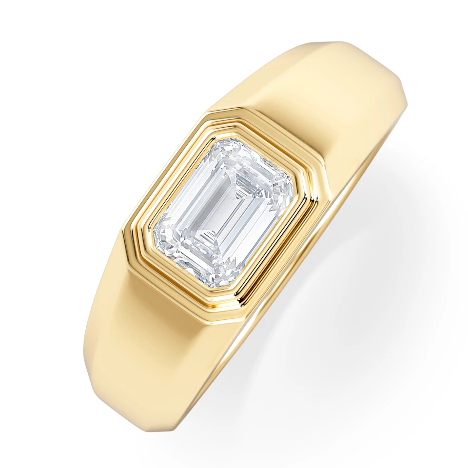 Axis Men's Lab Diamond Signet Ring 1.00ct Emerald Cut Set in 9k Gold