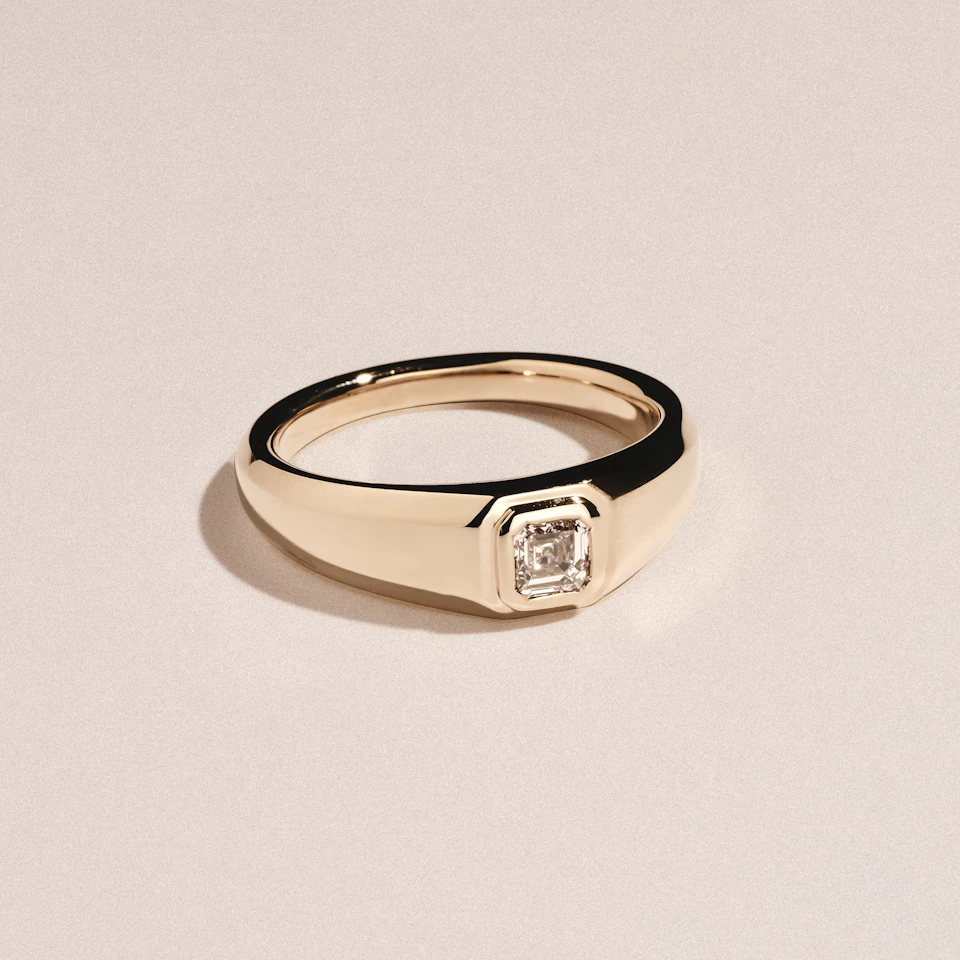 Axis Men's 0.50ct Asscher Cut Lab Diamond Signet Ring in 18K Gold Vermeil