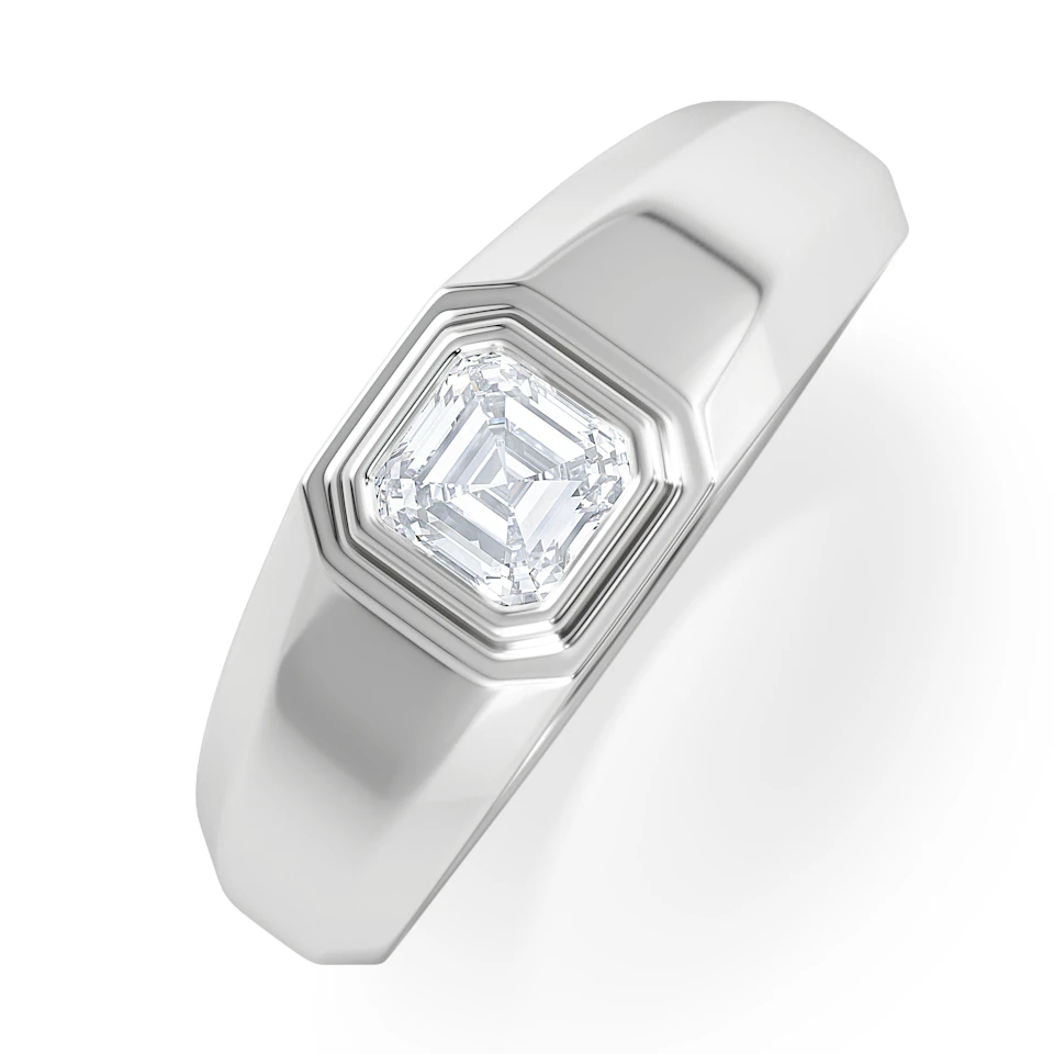 Axis Men's Lab Diamond Signet Ring 0.50ct Asscher Cut Set in 9k White Gold