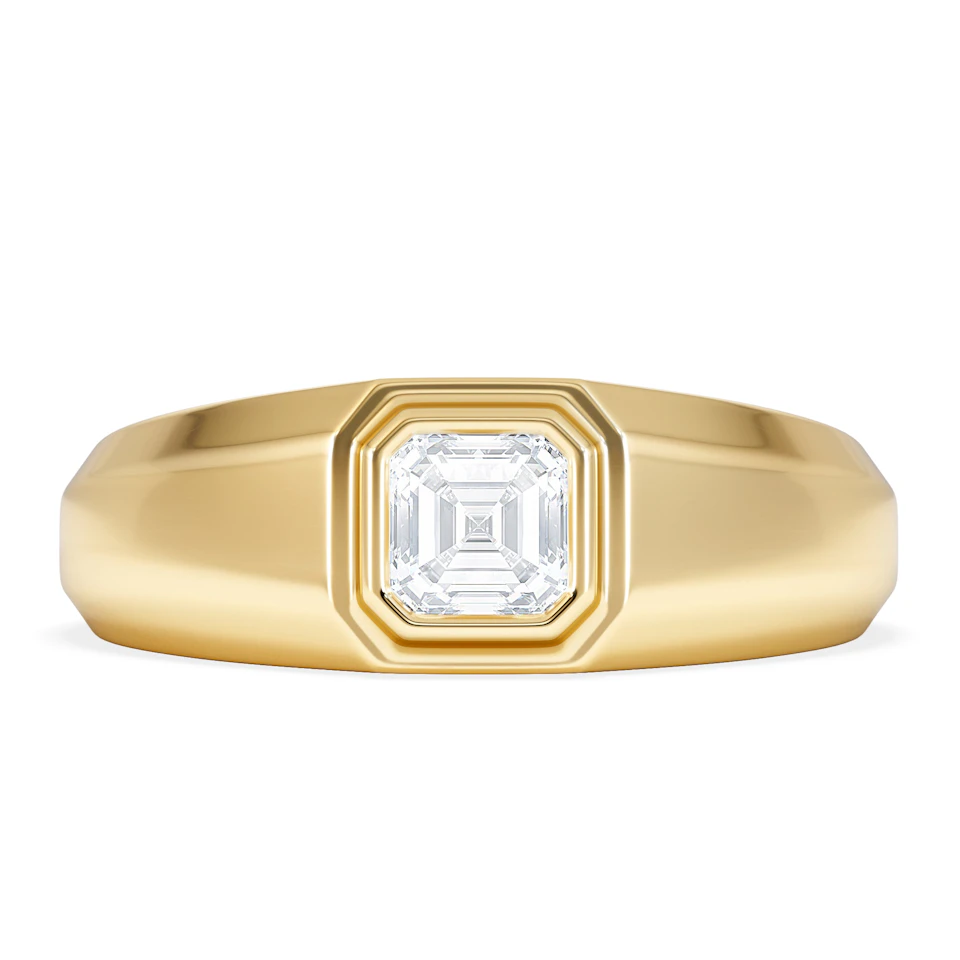Axis Men's 0.50ct Asscher Cut Lab Diamond Signet Ring in 18K Gold Vermeil