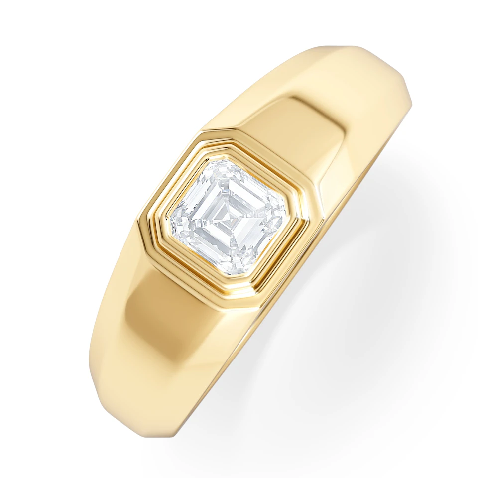 Axis Men's 0.50ct Asscher Cut Lab Diamond Signet Ring in 18K Gold Vermeil