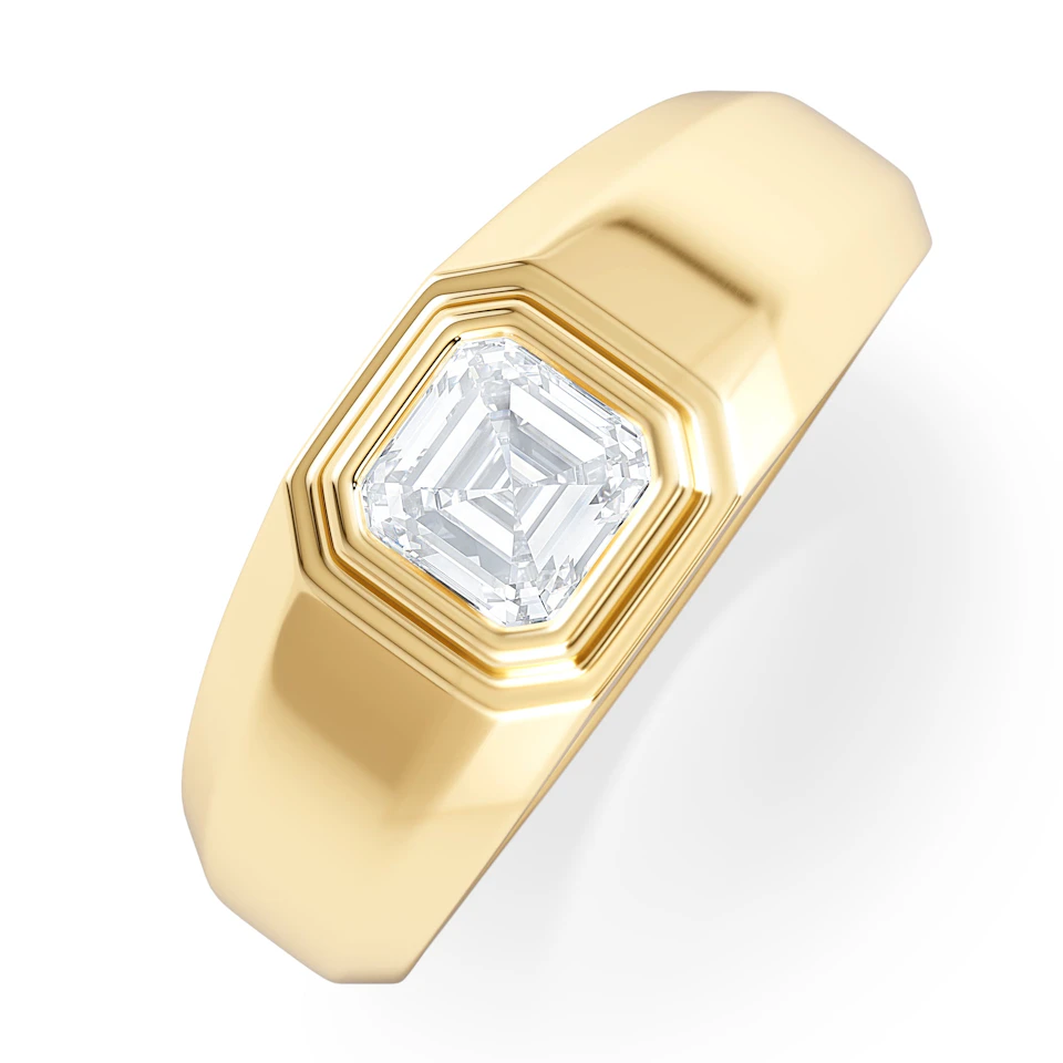 Axis Men'st Lab Diamond Signet Ring 1.00c Asscher Cut Set in 9k Gold