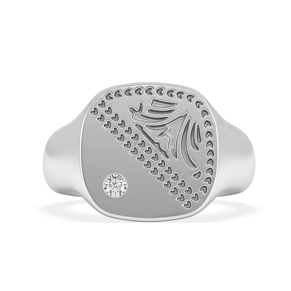 Crest 0.03ct Lab Diamond Men's Square Signet Ring in Sterling Silver