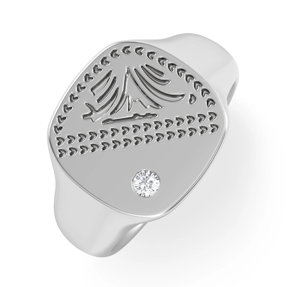 Crest 0.03ct Lab Diamond Men's Square Signet Ring in Sterling Silver