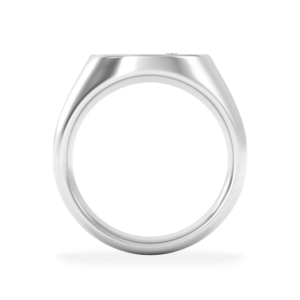 Crest 0.03ct Lab Diamond Men's Oval Signet Ring in Sterling Silver