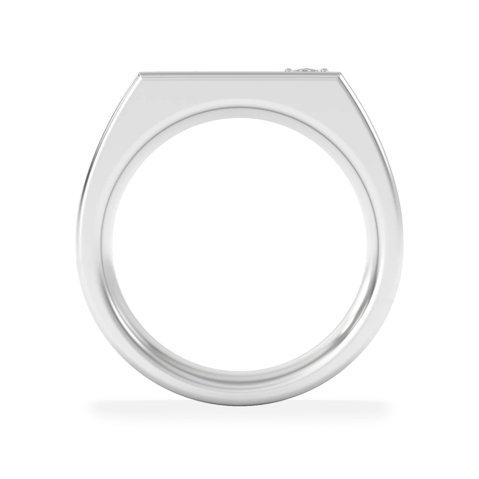 Crest 0.03ct Lab Diamond Men's Rectangle Signet Ring in Sterling Silver