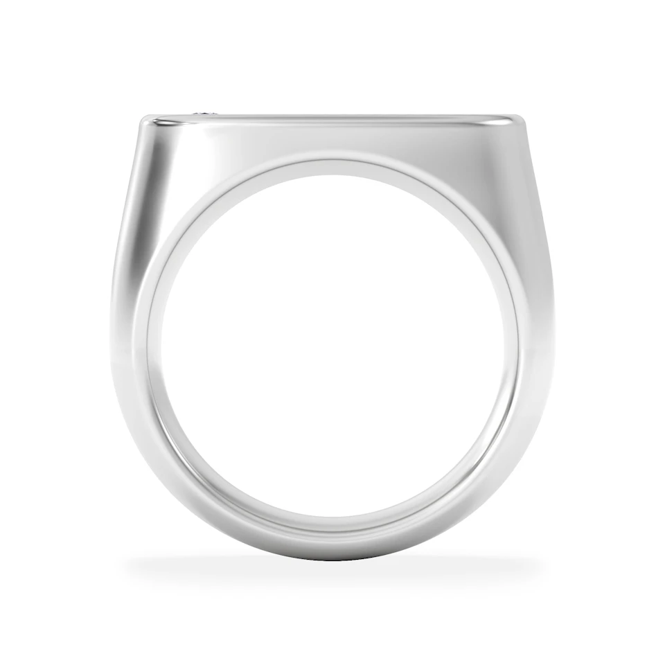 Crest 0.03ct Lab Diamond Men's Oblong Signet Ring in Sterling Silver
