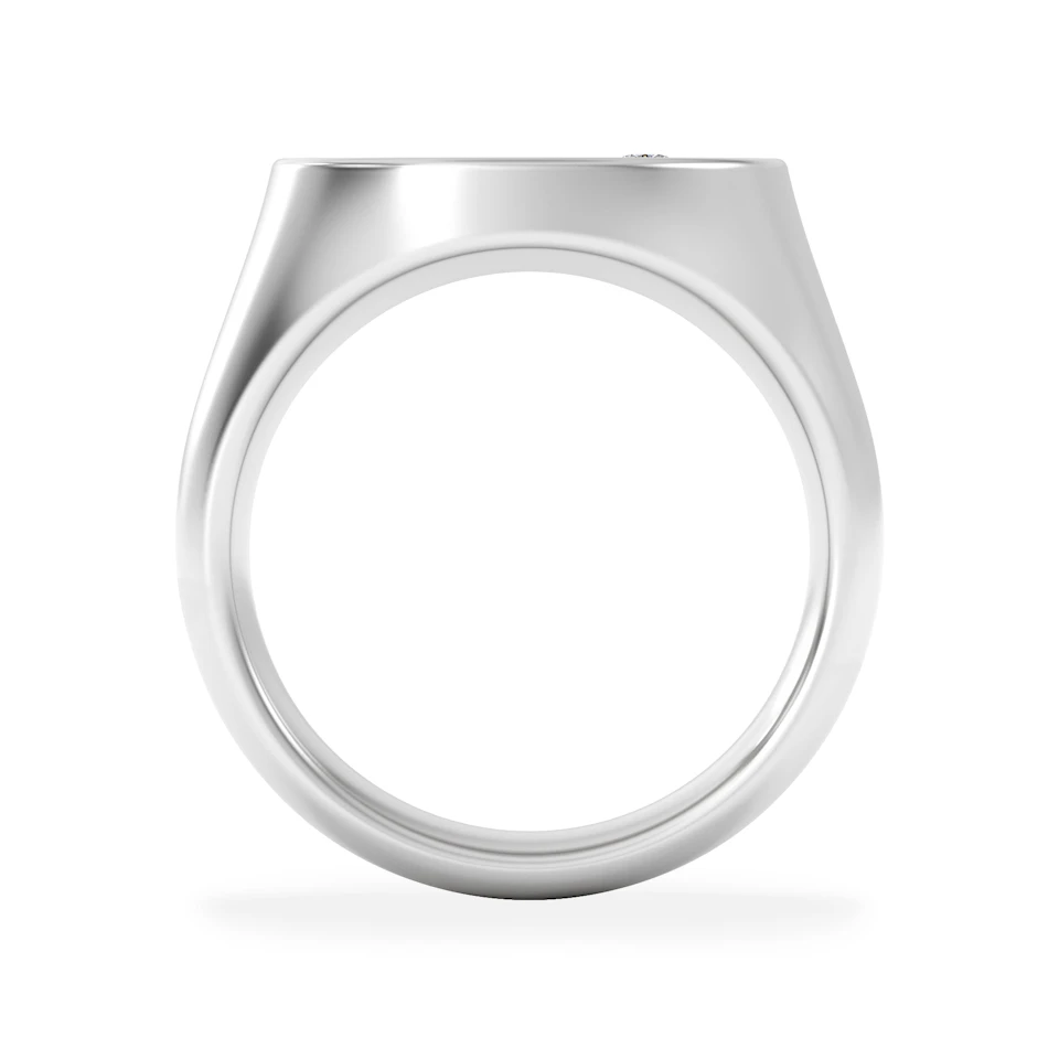 Crest 0.03ct Lab Diamond Men's Round Signet Ring in Sterling Silver