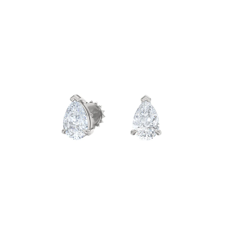 1.00ct Pear Cut Lab Diamond Stud Earrings in 18K White Gold